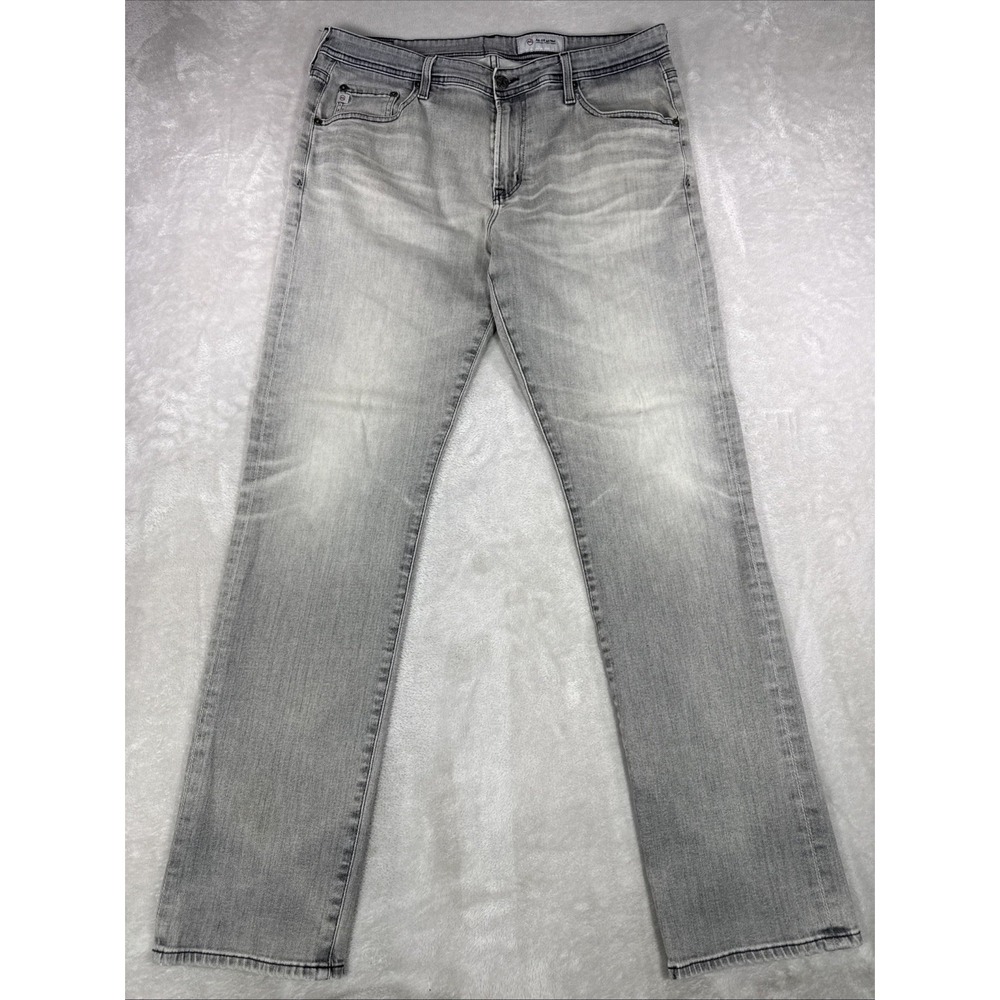 AG Adriano Goldschmied Men's Jeans 36X32 Light Gray Faded Wash Straight Leg